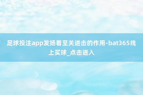 足球投注app发扬着至关进击的作用-bat365线上买球_点击进入